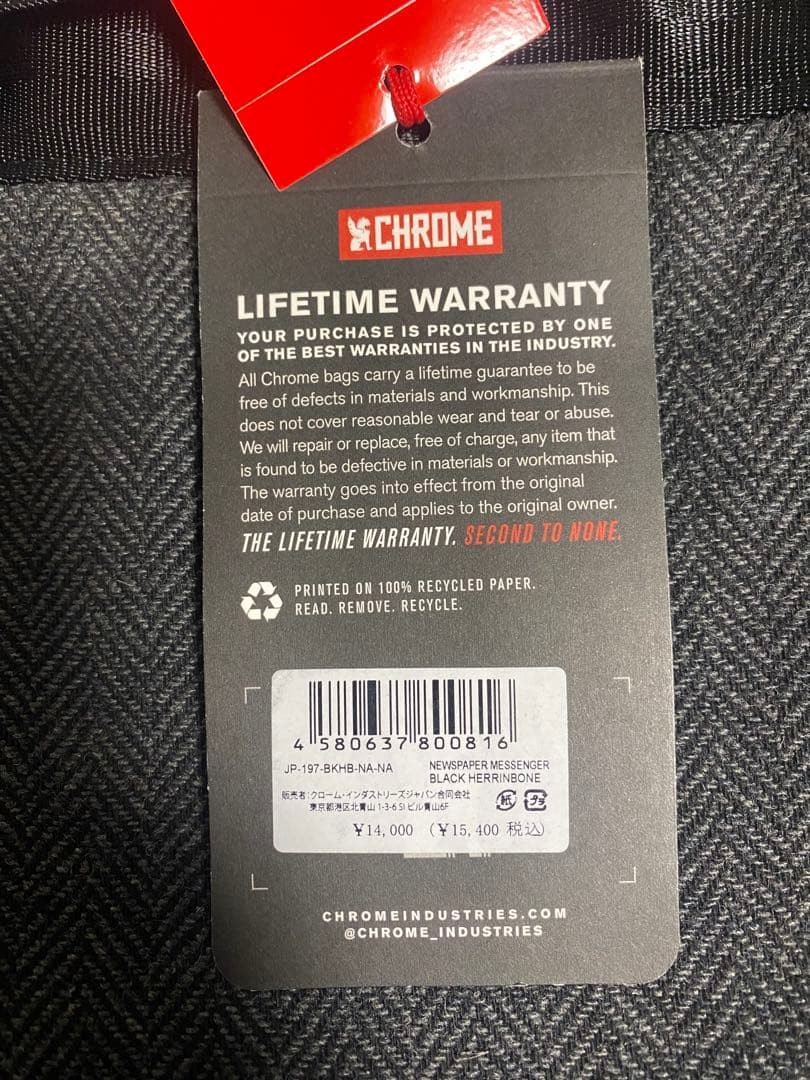 CHROME Newspaper Messenger Bag 26L Herringbone Black New Mens Shoulder Bag