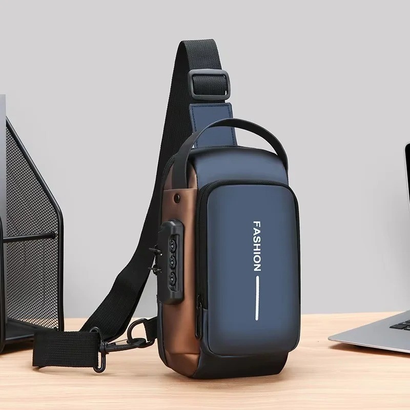 Men’s Sling Backpack Waterproof Anti-theft Shoulder Crossbody Chest Bag USB Port
