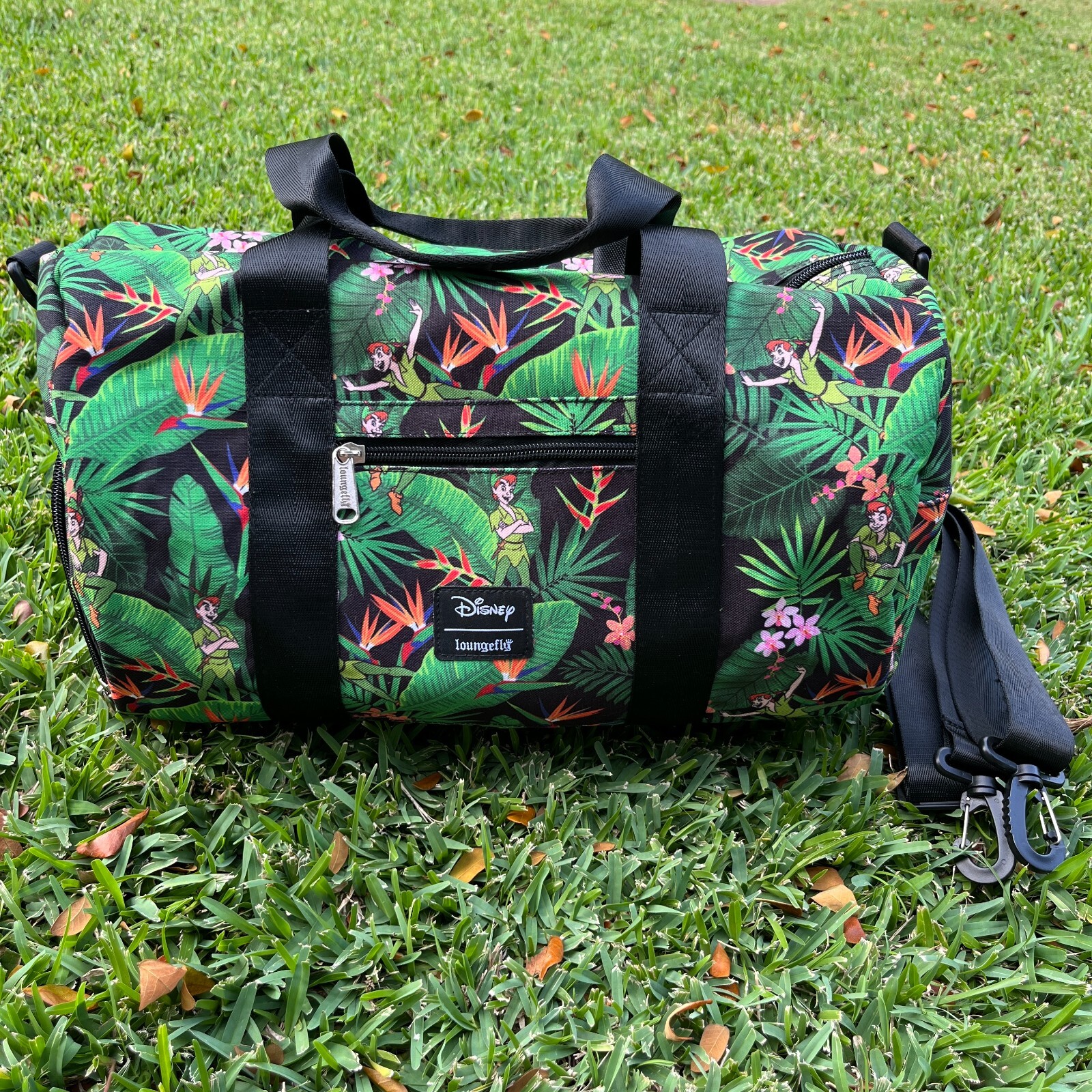 Loungefly Disney Peter Pan Duffle Bag Hawaii Tropical Floral Shoulder Strap NEW
