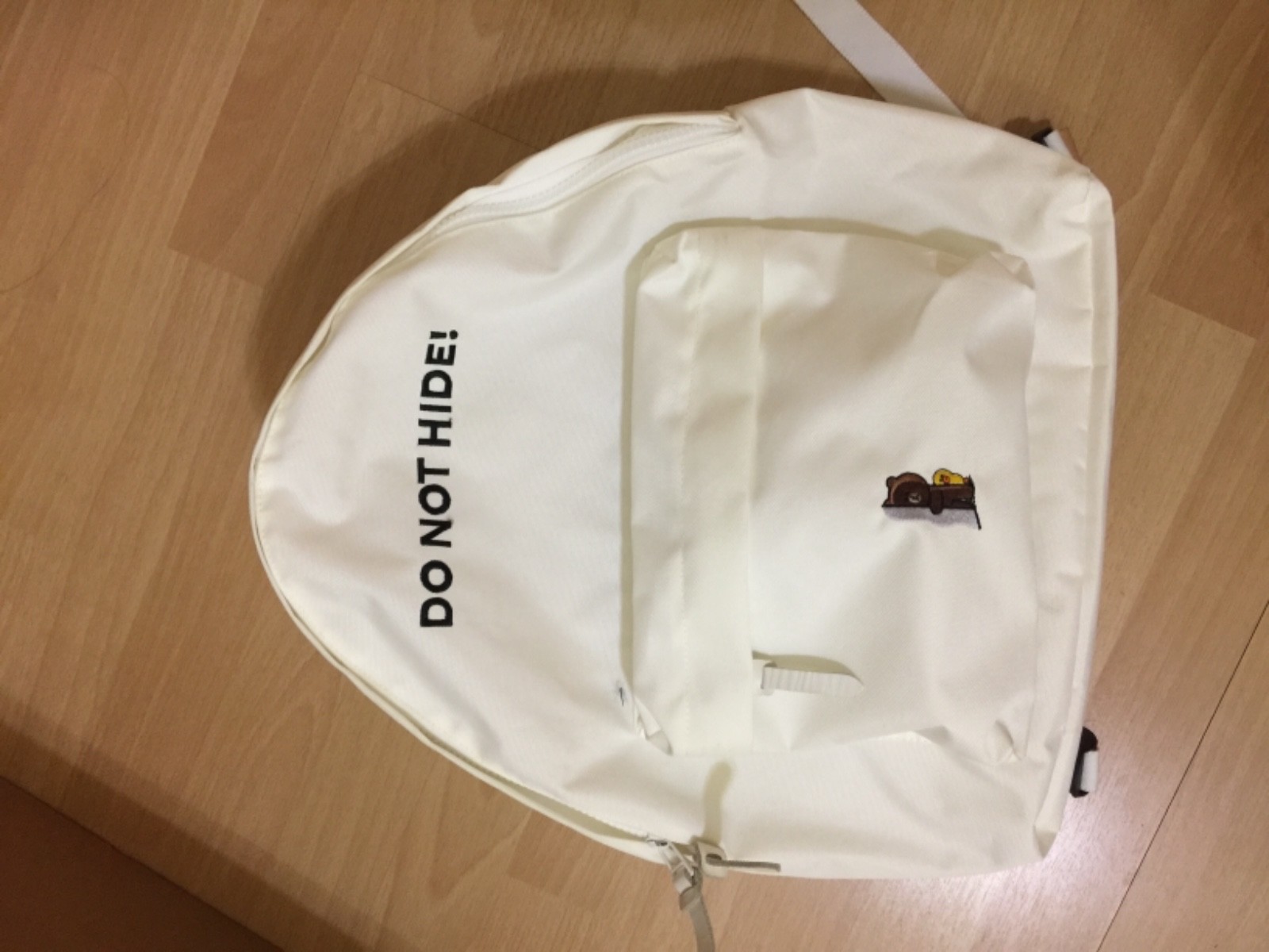 PLF Push Button X Line Friends Backpack Bag White Black Do Not Hide Brown Sally
