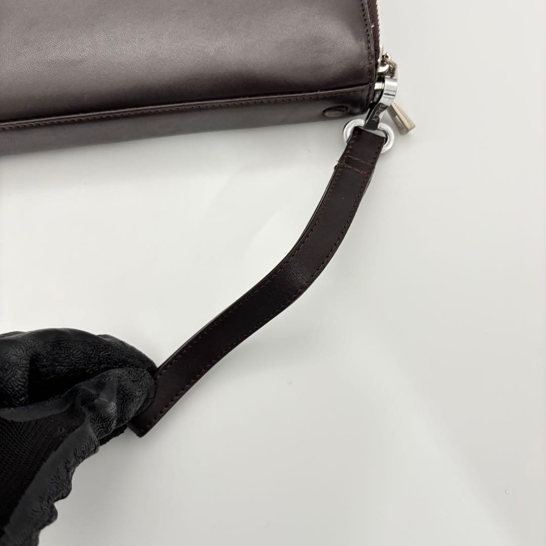 Authentic BALLY Leather Clutch Bag 16cm Brown Men’s Formal Accessory