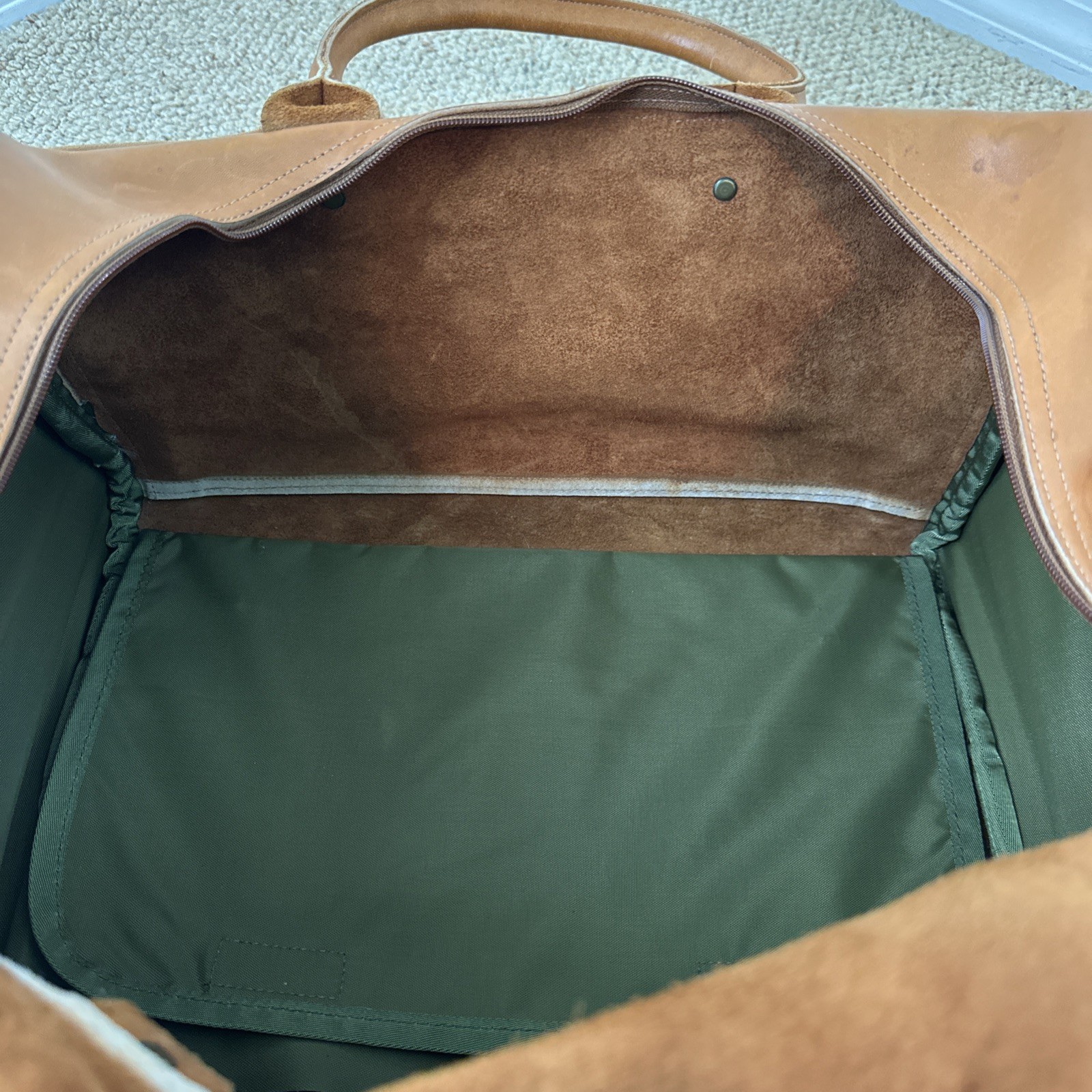 Vintage Orvis Leather Duffle Bag Multiple Pockets Customizable Made in USA