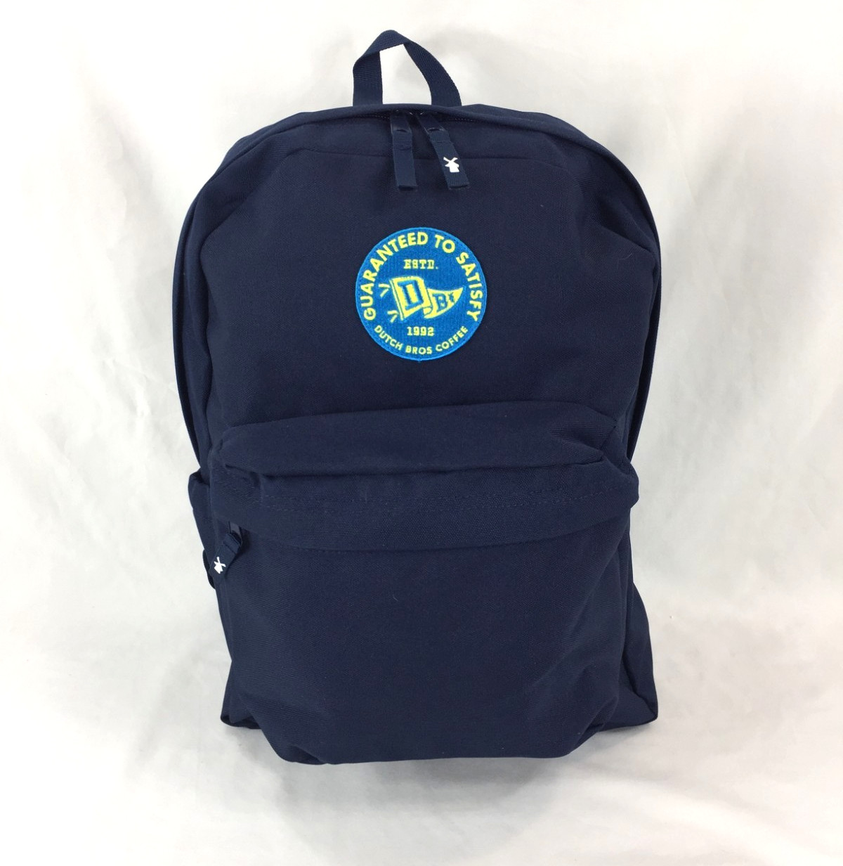 Dutch Bros Coffee Guaranteed To Satisfy Patch Backpack Blue Zip Pockets Unisex