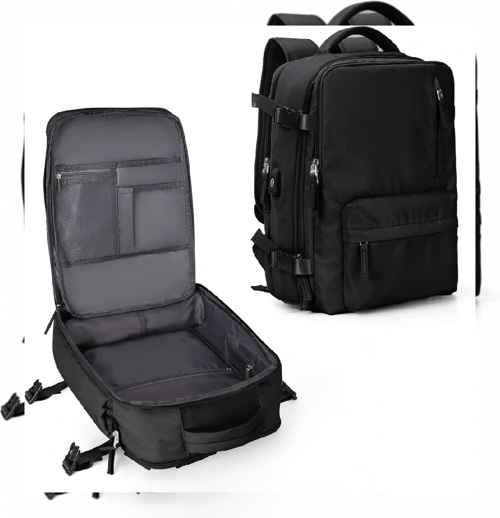 WONHOX Large Travel Backpack Carry on Flight Approved Laptop Large, A1-black