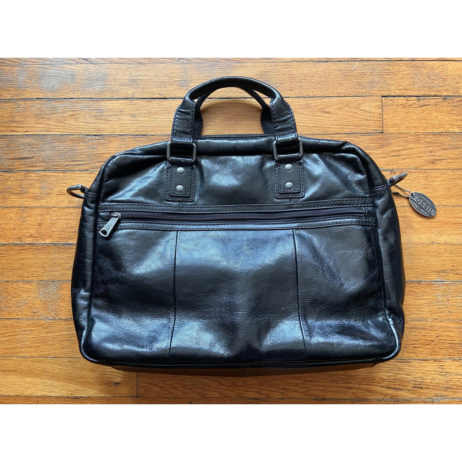 FOSSIL Black Leather Padded Mens Attache