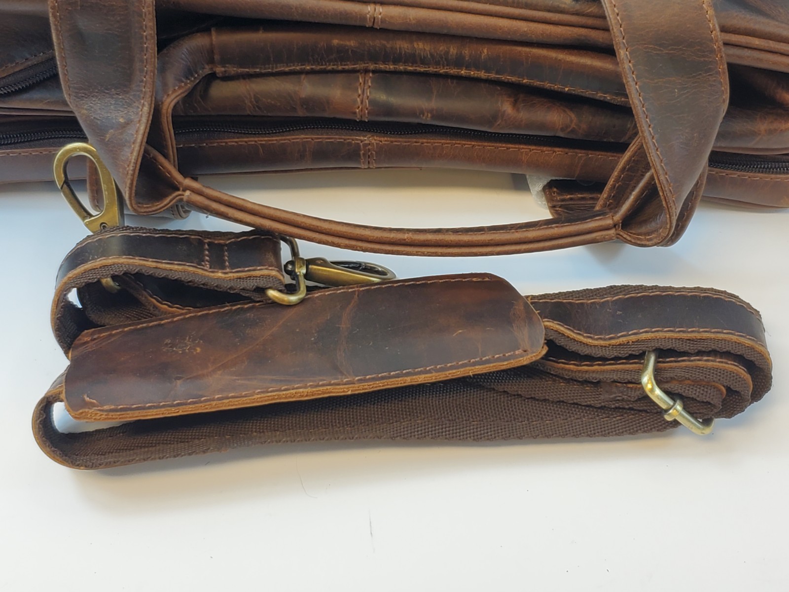 Buffalo Leather Laptop Bag 17″ Business Messenger Briefcase Vintage Look