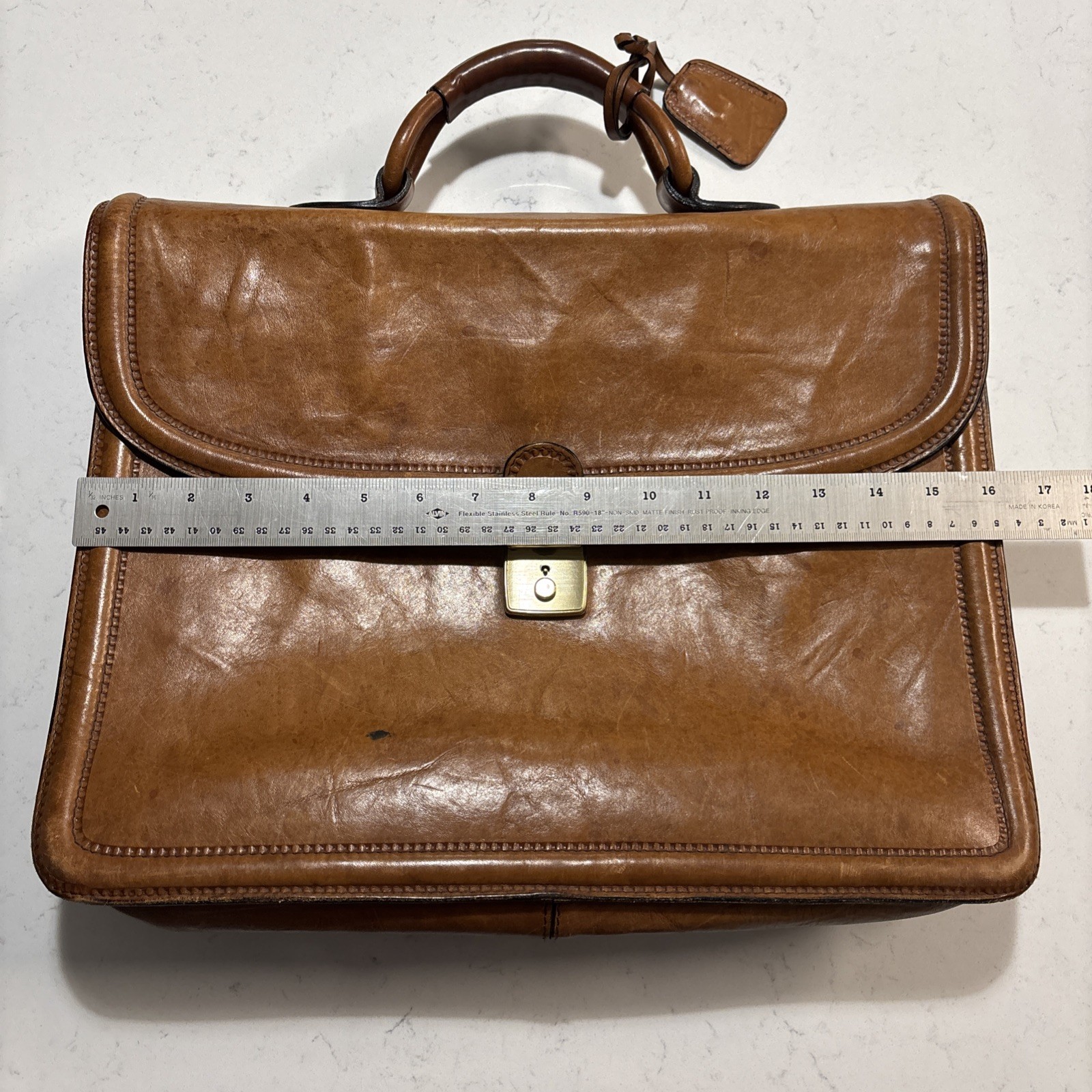 Campanile Vintage Italian Leather Executive Briefcase Satchel Brown Rare