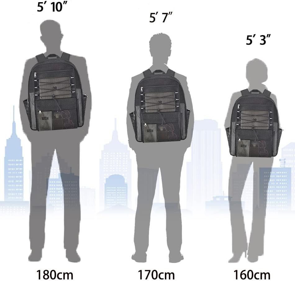Mesh Backpack Heavy Duty for School, 24L Large Bookbag 24L, Black