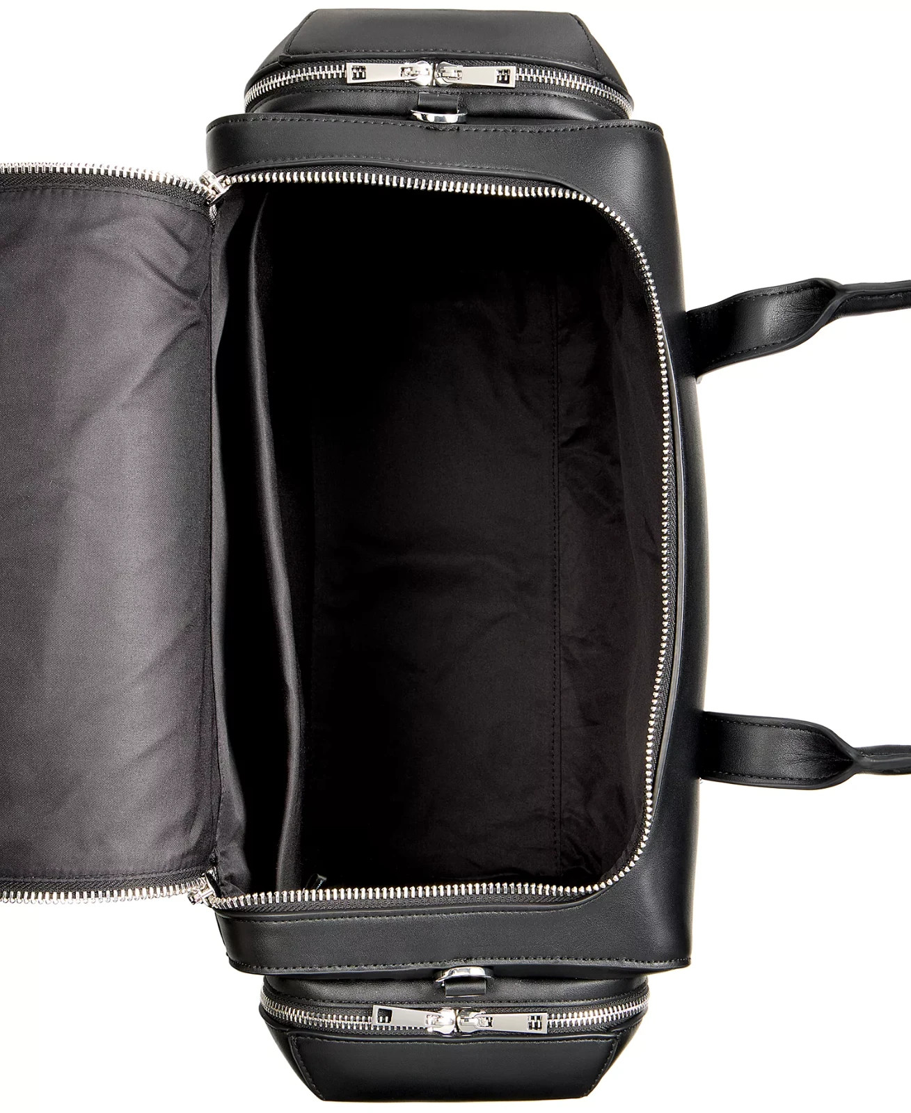 Alfani Mens Black Faux Leather Duffle Bag Travel Weekender Carry-On Gym Bag