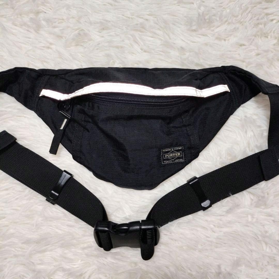 Authentic Yoshida Porter Desert Waist Bag 16cm x 24cm Black Lightweight Durable
