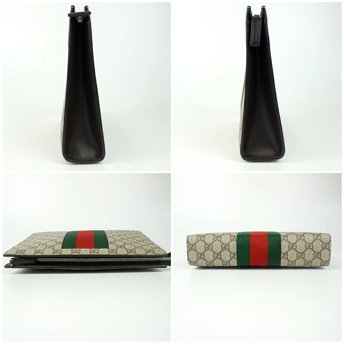 Gucci 475316 Clutch Bag Beige Brown GG pattern Web Sherry line Bag