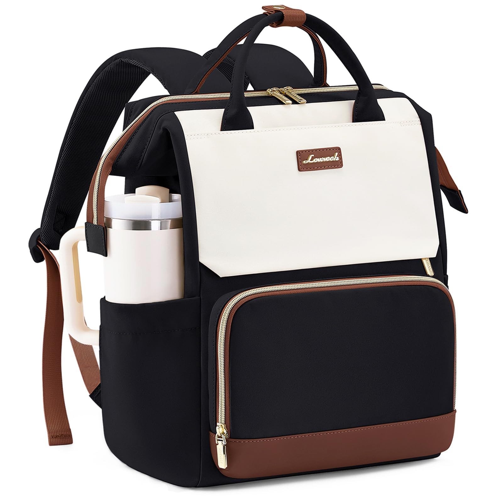 LOVEVOOK Laptop Backpack for Women with Giant Tumbler Holder Pocket, 15.6 inch T