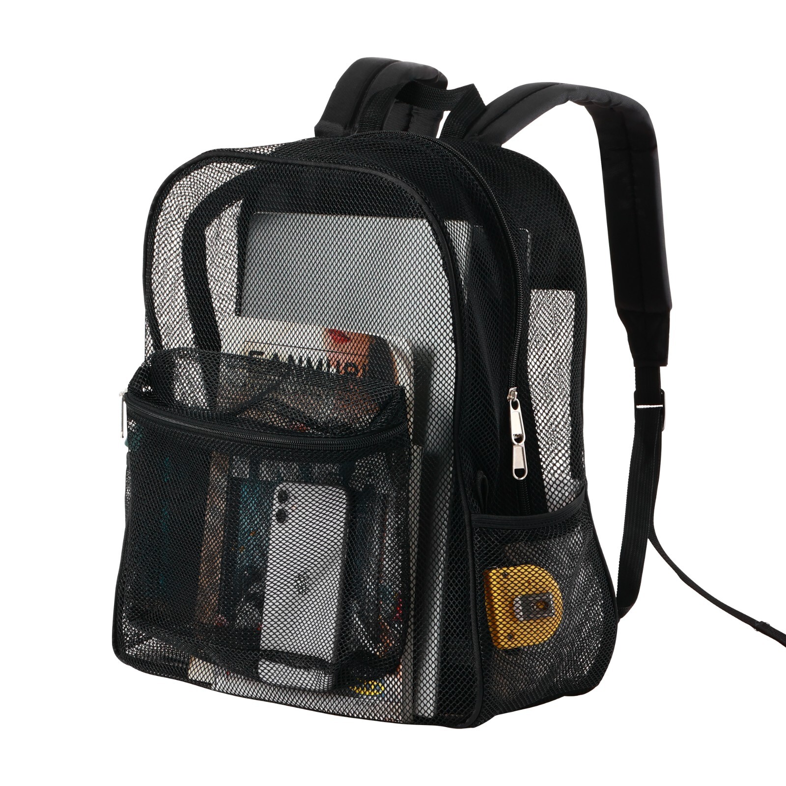 Clear Mesh Backpack Heavy Duty See Through School Bag For Students Men Women