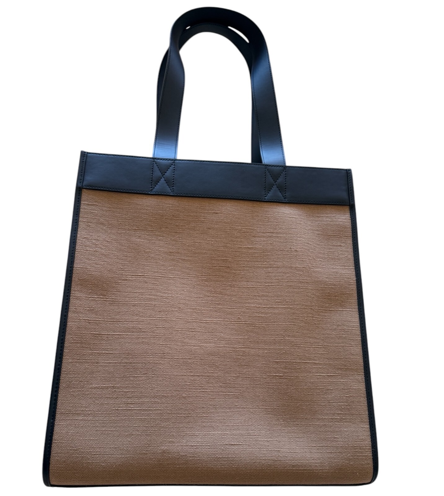 Burberry Camel Fabric and Black leather Medium Tote Bag, 8093452