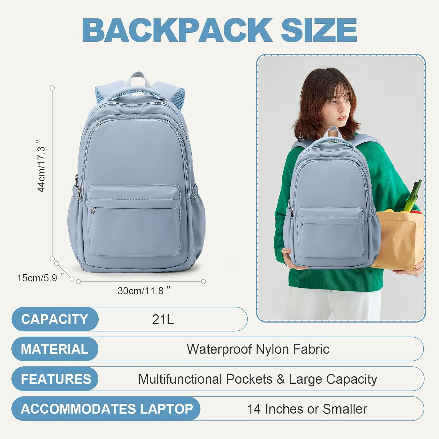 Lightweight Backpack for Women Men Laptop Travel Work Casual Daypack College Bag