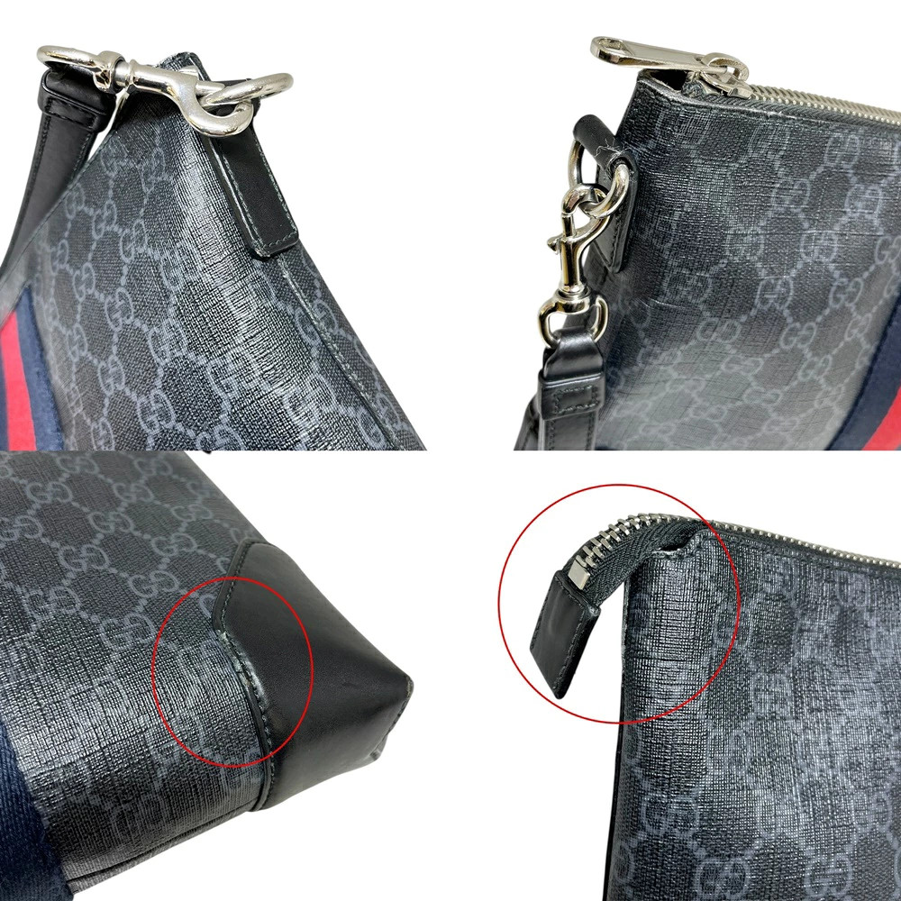 Gucci 523603 Clutch Bag GG Supreme Canvas Black