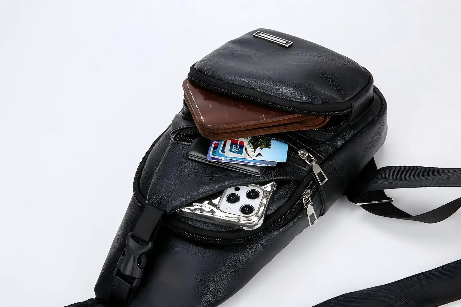 Simple and Fashionable Casual Solid Color PU Multifunctional USB Charging Zipper