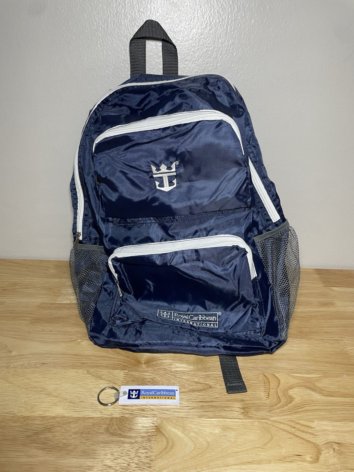 Royal Caribbean International Backpack / Book Bag – Blue & White With Key Chain