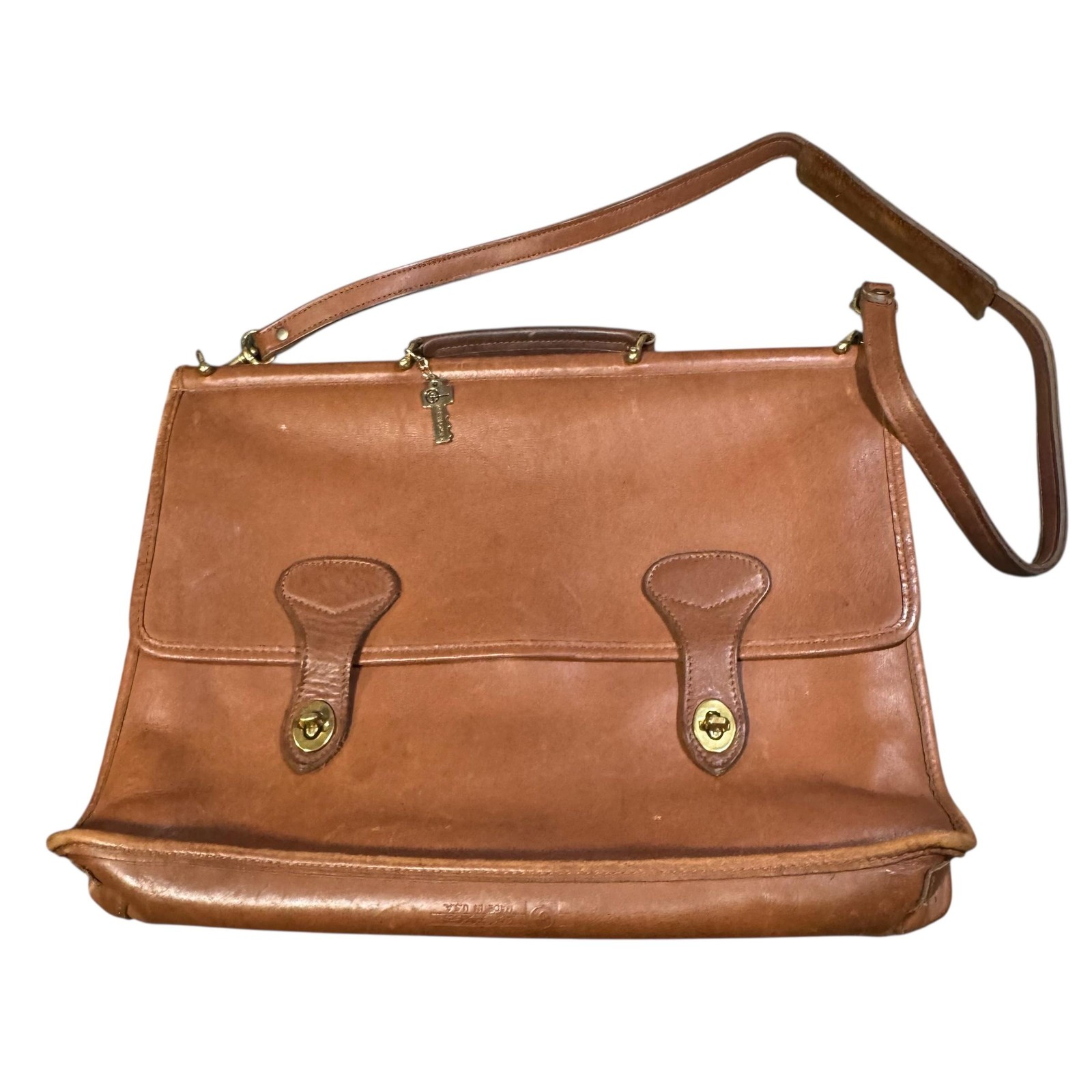 Jack Georges Leather Briefcase Bag Brown Top Handle Shoulder Laptop 16x11x5