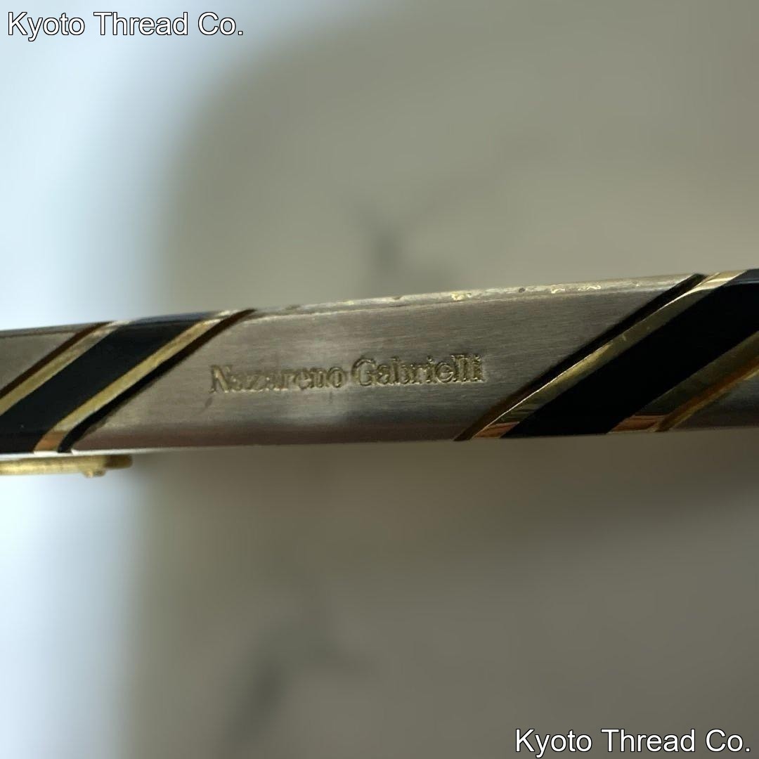 Nazareno Gabrielli Tie Clip Gold Silver Striped Pattern