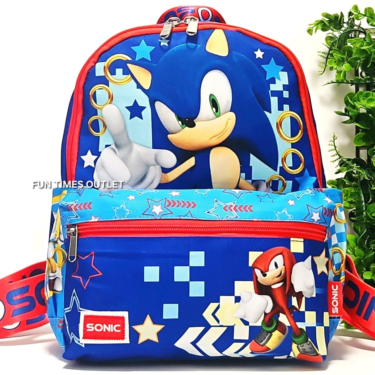 Sonic The Hedgehog 13″ Backpack Deluxe Gamer Carry All Travel Bag Book Bag SEGA