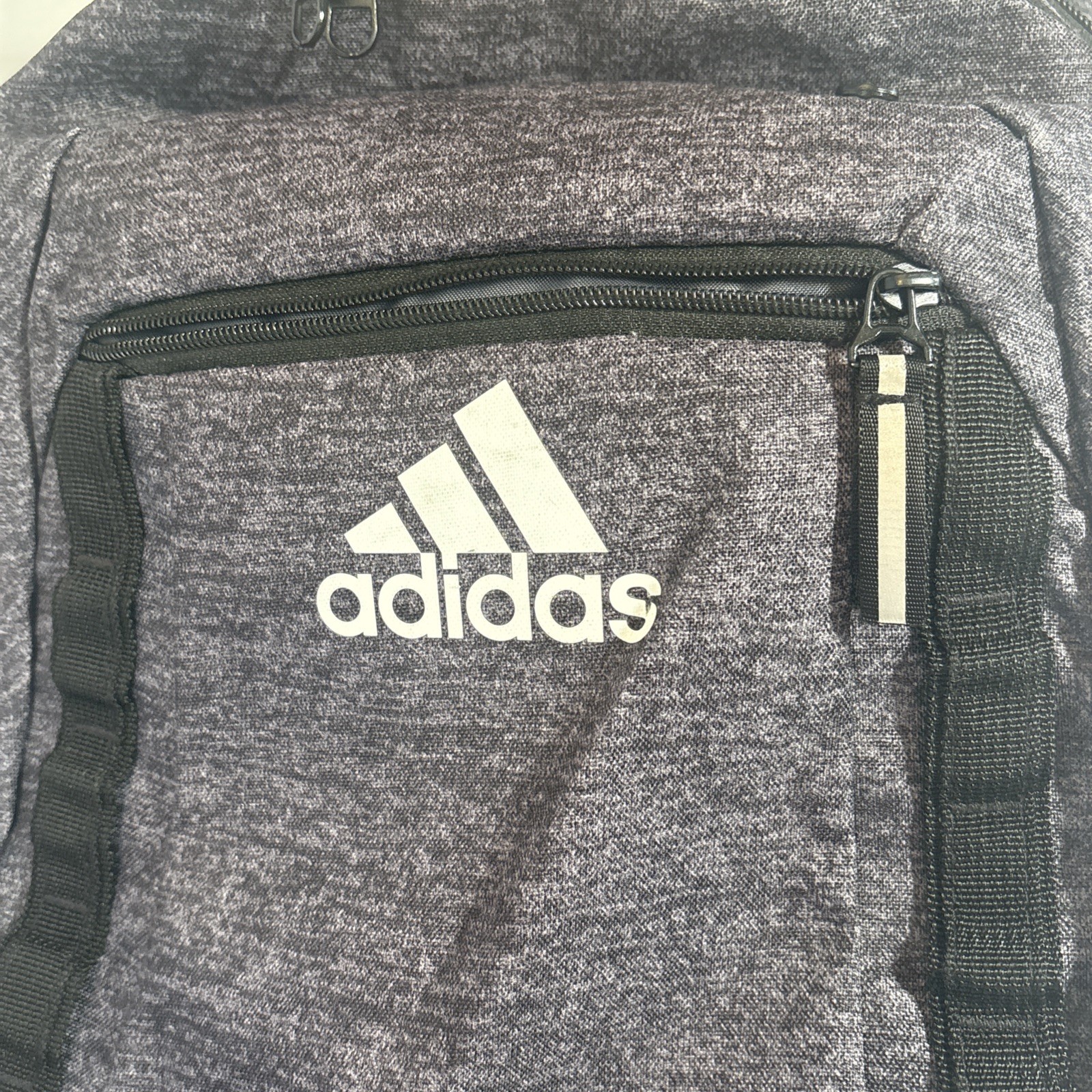 Adidas Load Spring Backpack. Dark Grey, Black Trim, Multi Zippers, Water Pouch