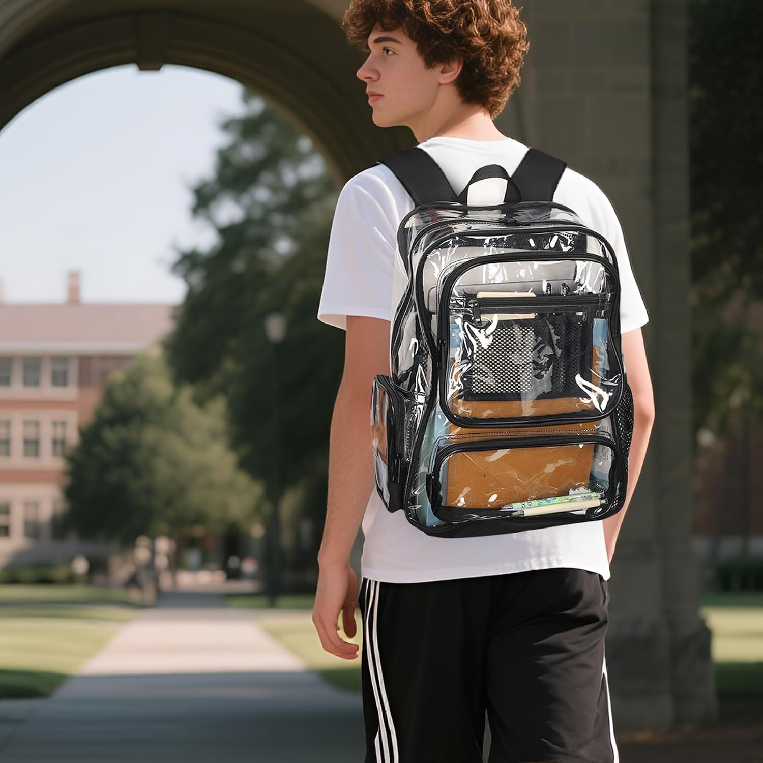 Heavy Duty Clear Backpack Transparent Bookbag | See through Plastic Daypack Work