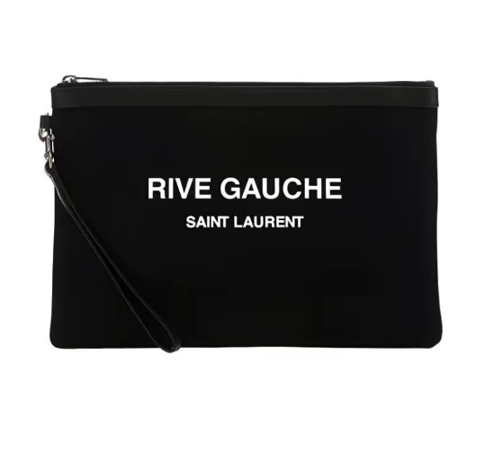 SAINT LAURENT Rive Gauche Leather Handbag Black 11.8*0.4*8.3 in
