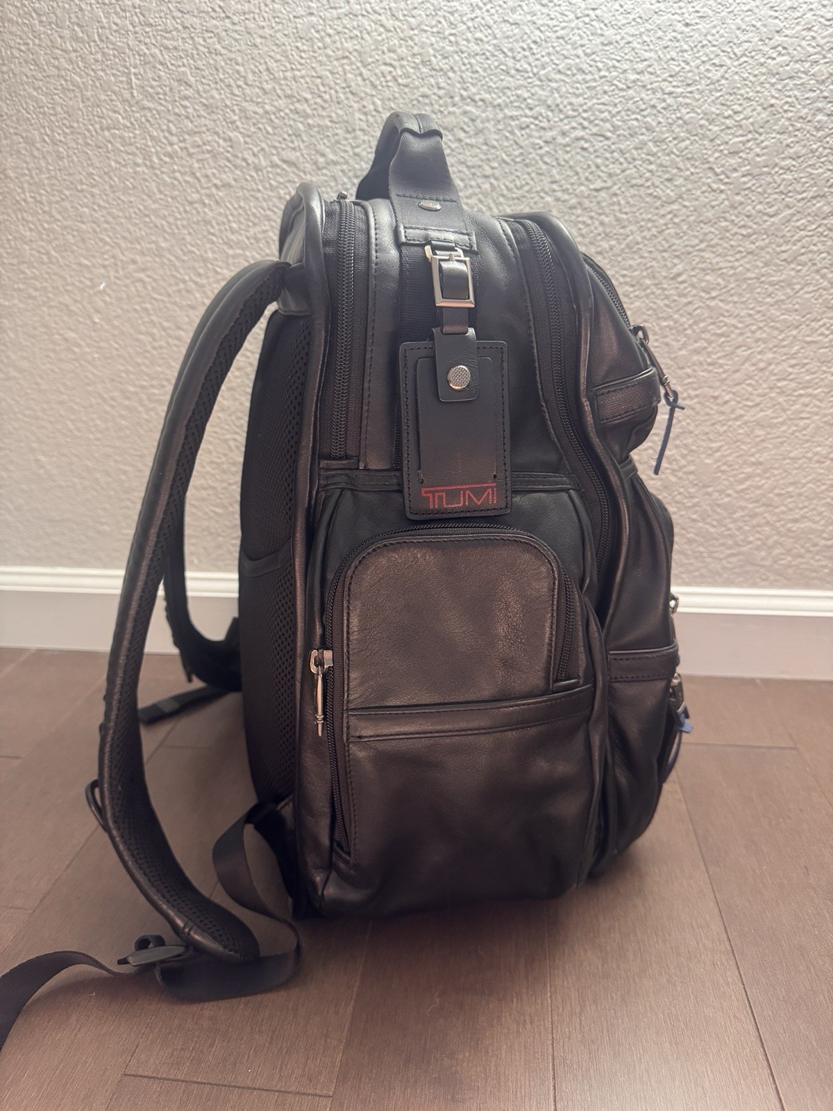TUMI Alpha 3 Genuine Leather Brief Pack Black- Laptop- Business- Travel-Backpack