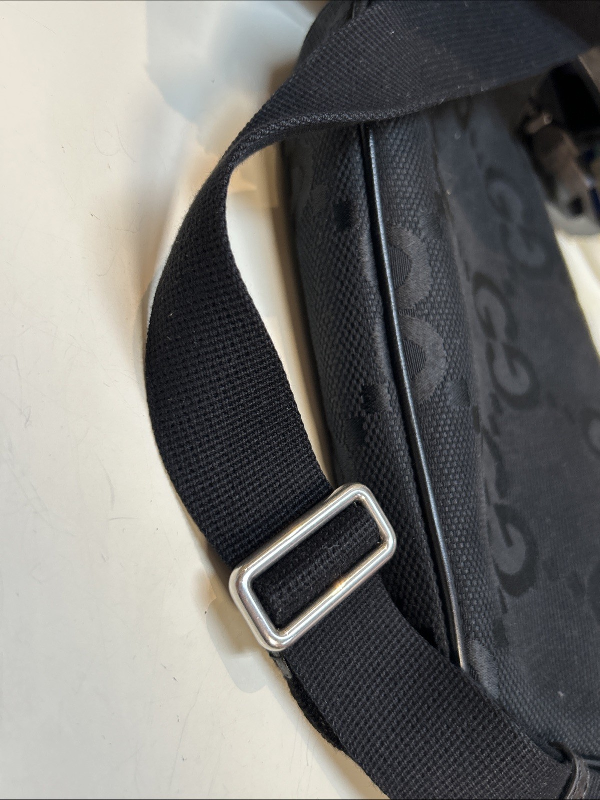 Gucci Monogram Jumbo GG Black Canvas Fanny Belt Bag