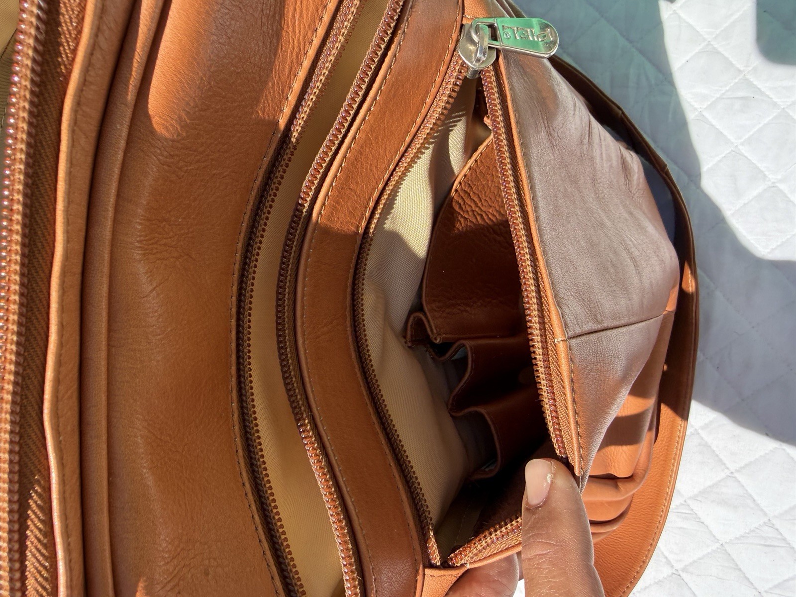 Nice Piel Chestnut Brown Leather Bag Colombian Made Padded Satchel Messenger Bag