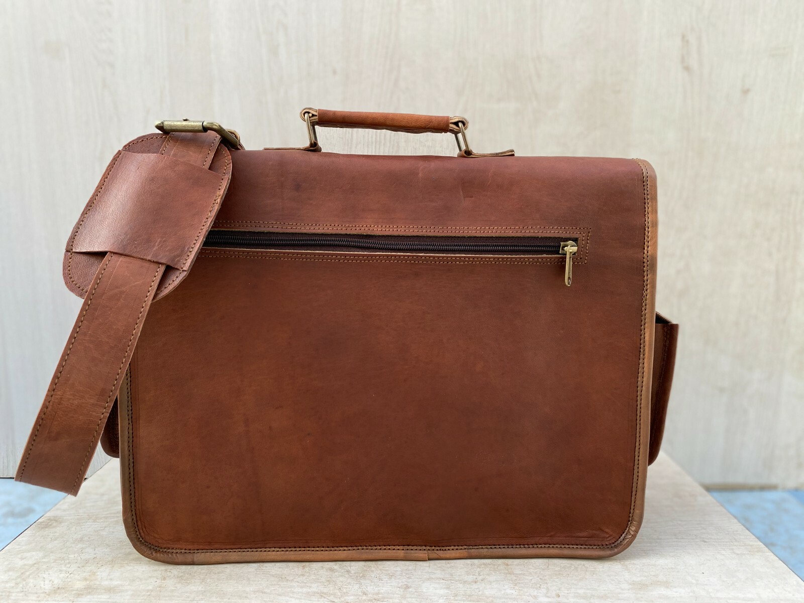 Leather Shoulder Men’s Messenger Briefcase Satchel (15.5 inch ) Laptop Handbag