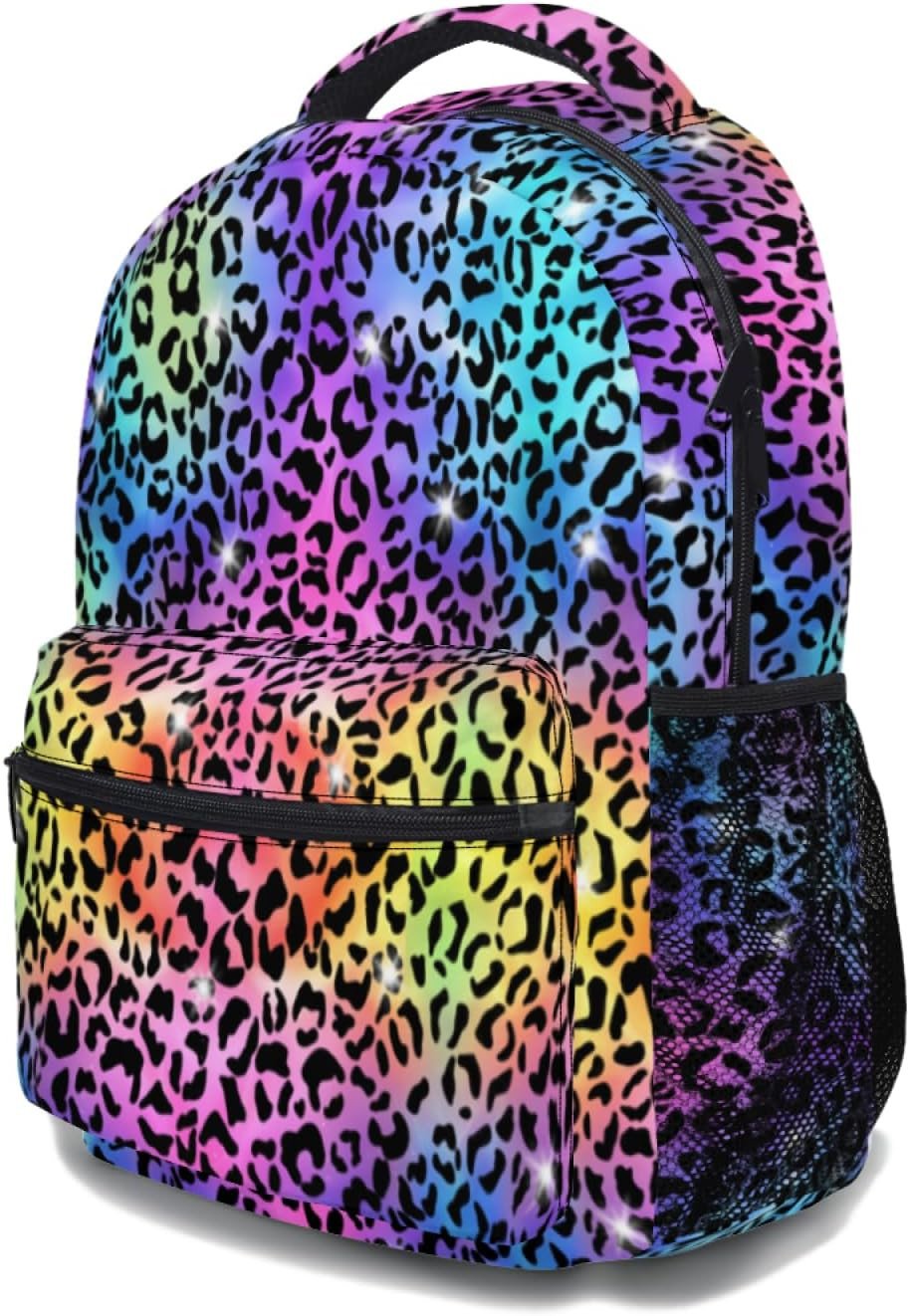Rainbow Cheetah Backpack Neon Leopard Print Schoolbag Colorful Animal Print Lapt