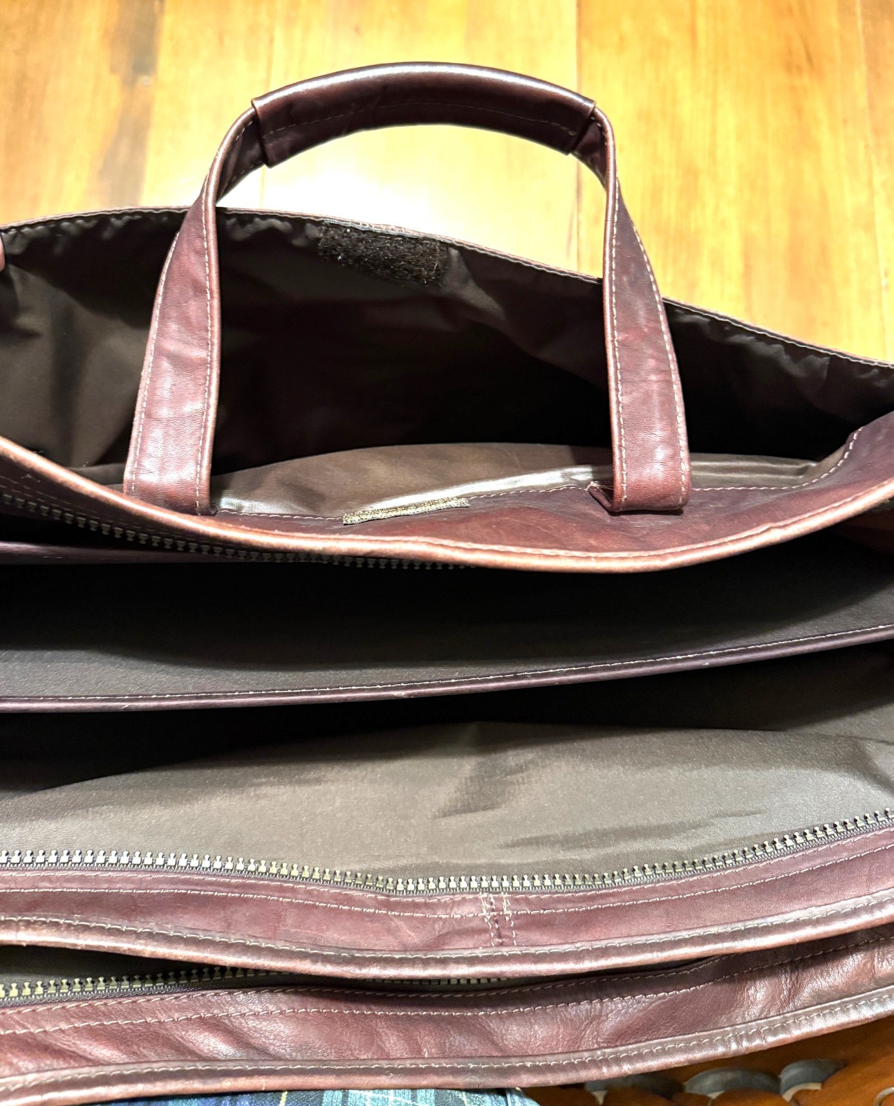 Vintage Leather Briefcase, Maroon Reddish-Brown, Columbia, Many Compartments