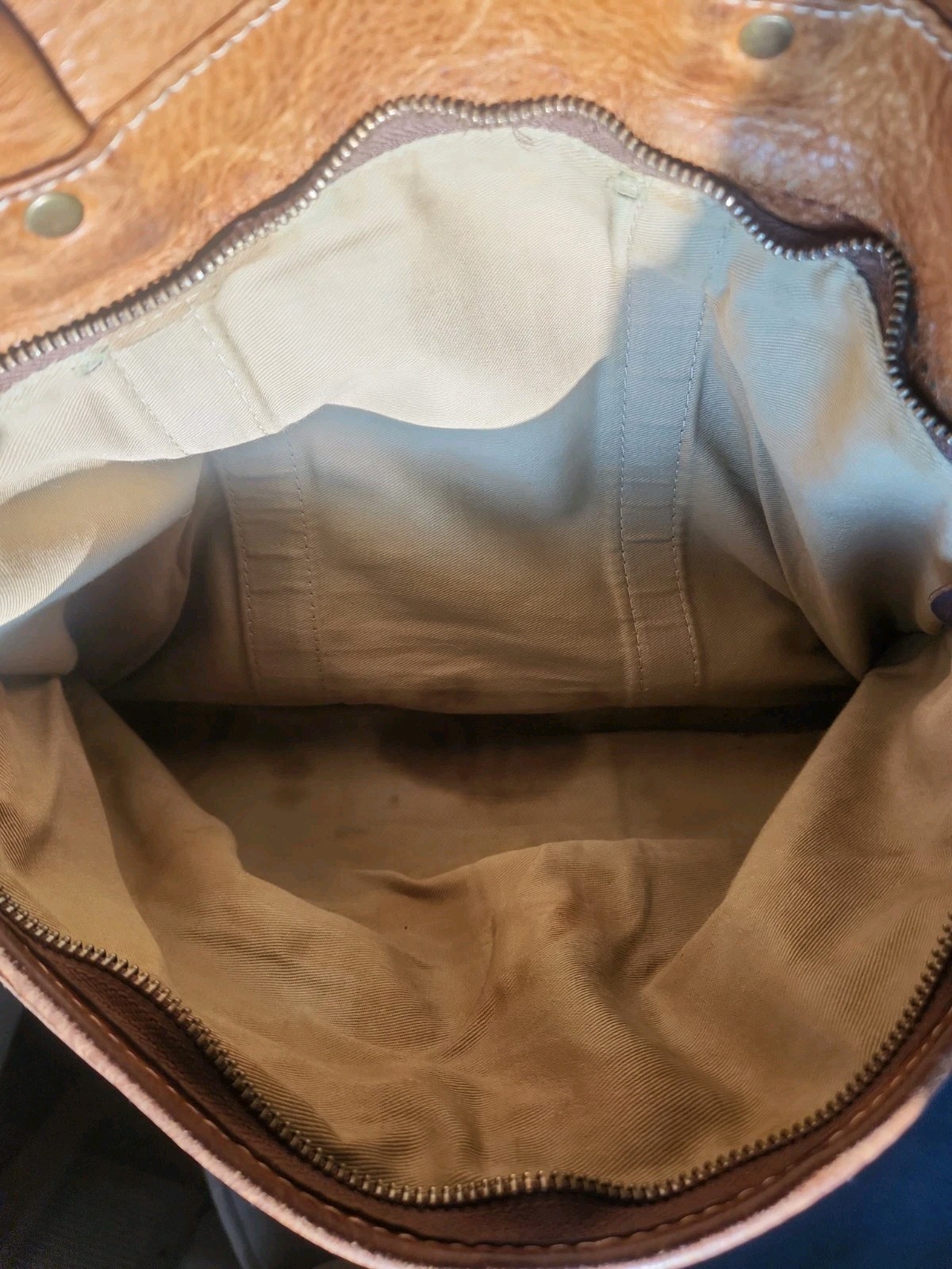 Vtg LL Bean Leather Laptop Messenger Briefcase Tan Bag Expandable Distressed