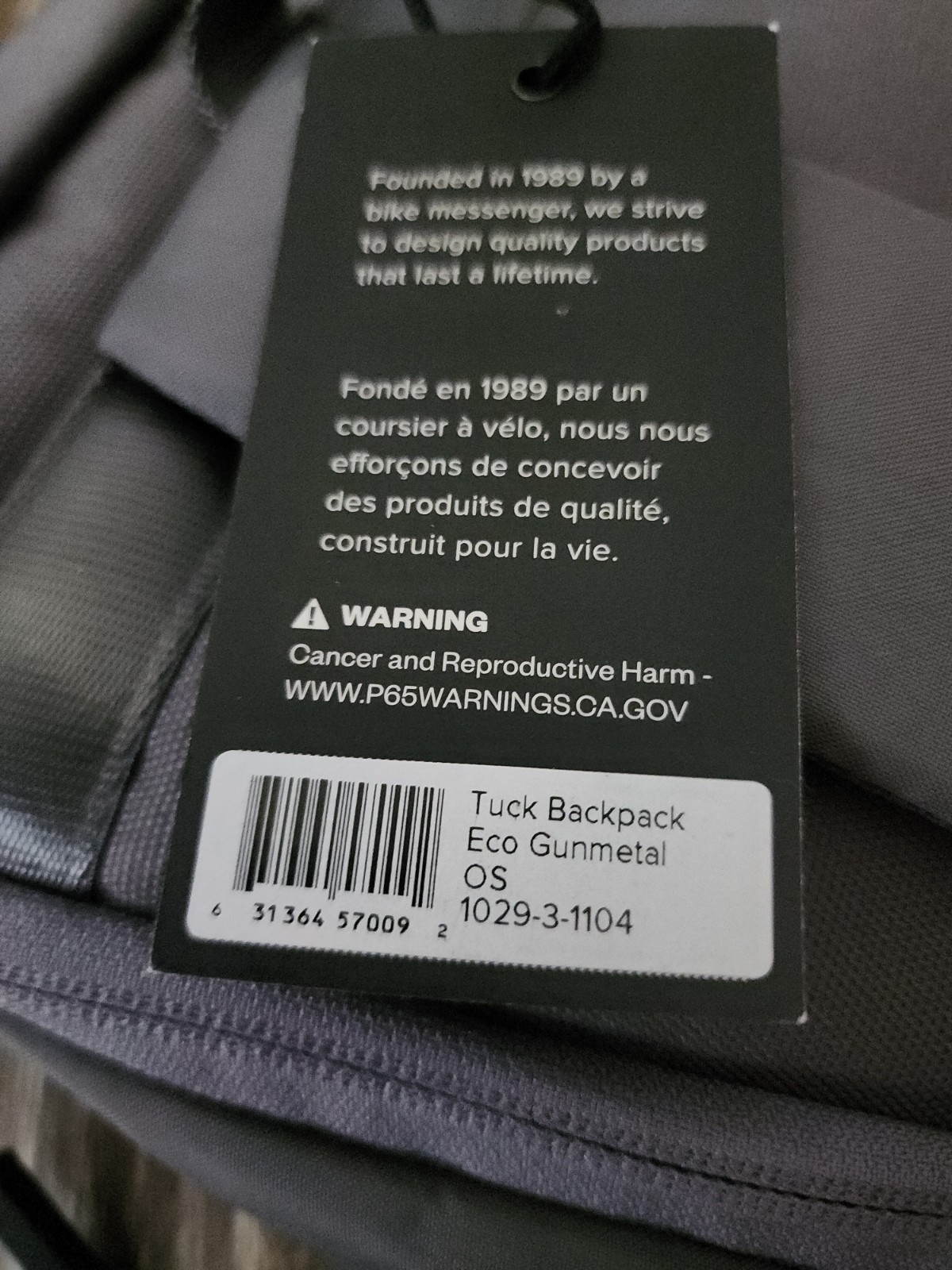 NWT Timbuk2 Tuck 15″ Computer Backpack Gray Upgrade Logo