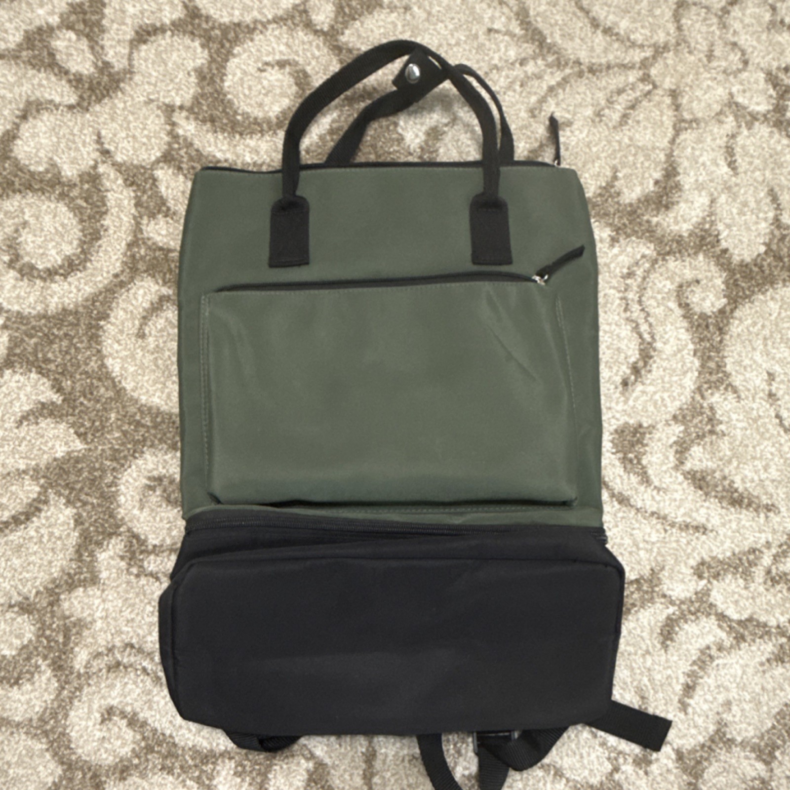DSW Men’s Green Black Backpack Zip Adjustable Strap Top Handle Casual