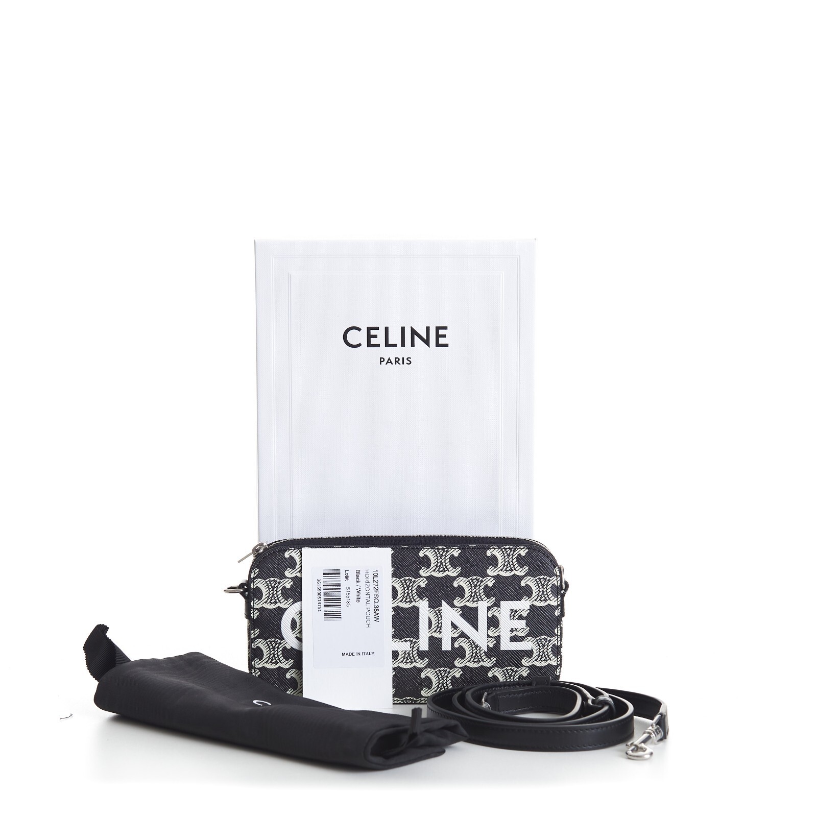 CELINE 1050$ Horizontal Pouch Bag – Two-Tone Triomphe Canvas, Logo, Zip