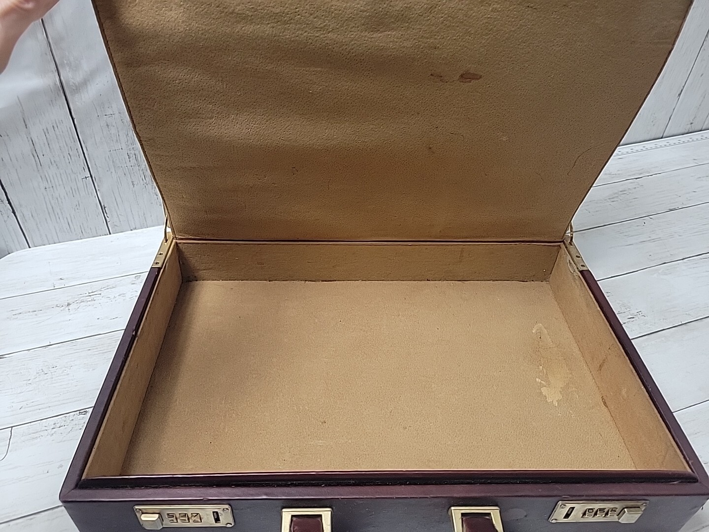 Vintage Pigskin Leather Briefcase Hard Case With Combination Lock Made In Spain