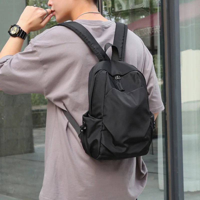 Mini Men’s Backpack Fashion Small Black Shoulder School Bag for Man Canvas