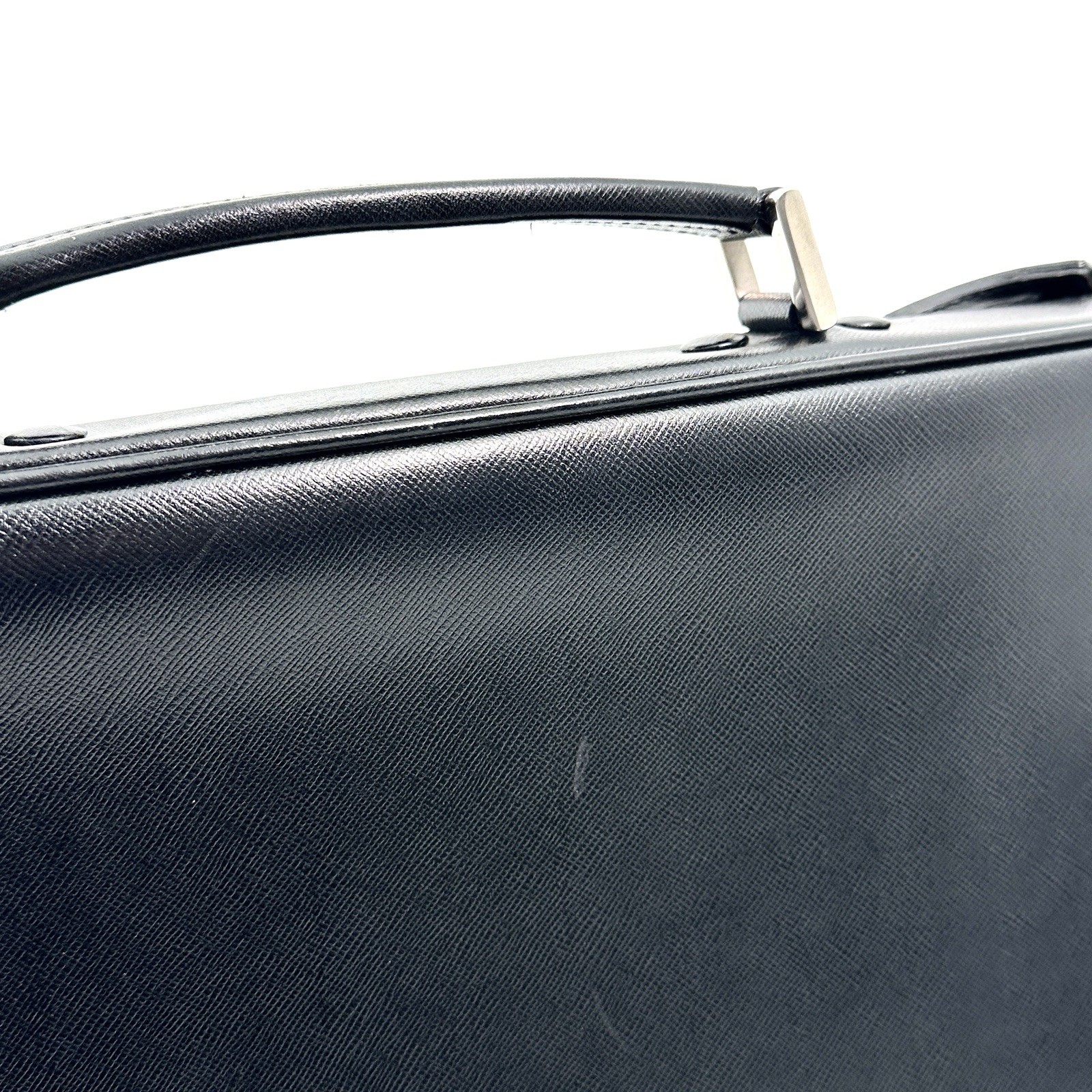 PRADA Saffiano Briefcase Business Bag Leather Black Authentic