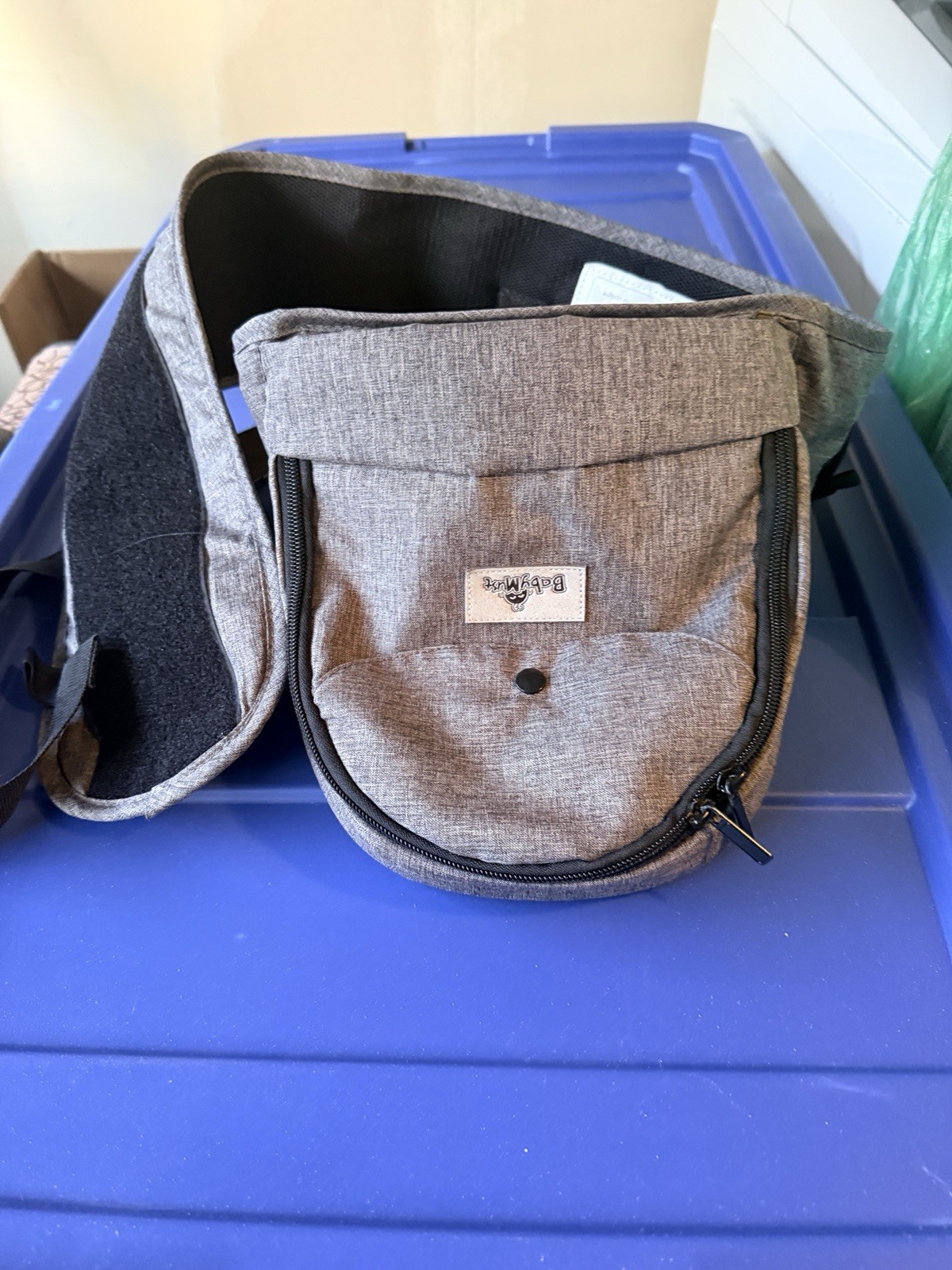 BabyK’tan Gray Small Crossbody Sling Bag, Adjustable Strap, Zipper & Snap