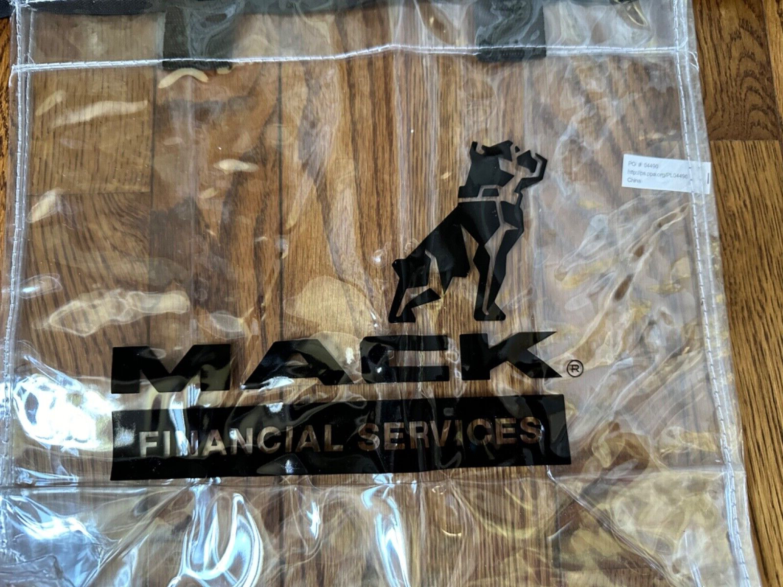 MACK Truck Financial Services Clear Vinyl Bag with Zipper NWOT