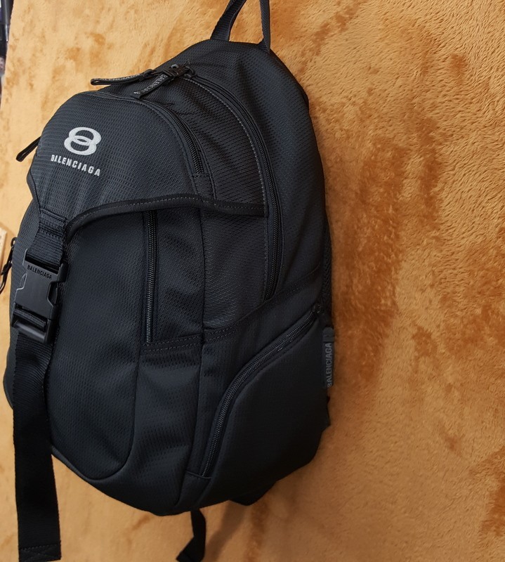 BALENCIAGA Black Unity Backpack Ripstop Fabric Logo Authentic Luxury