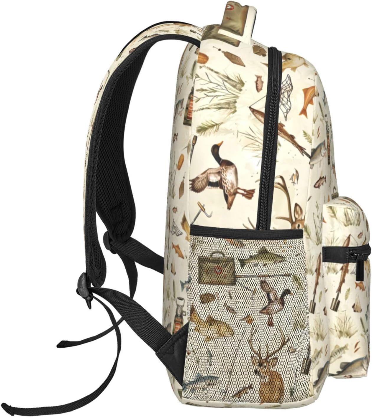 Outdoor Adventure Casual Backpack, Lightweight Laptop Bag Daypack, Deer Fish and