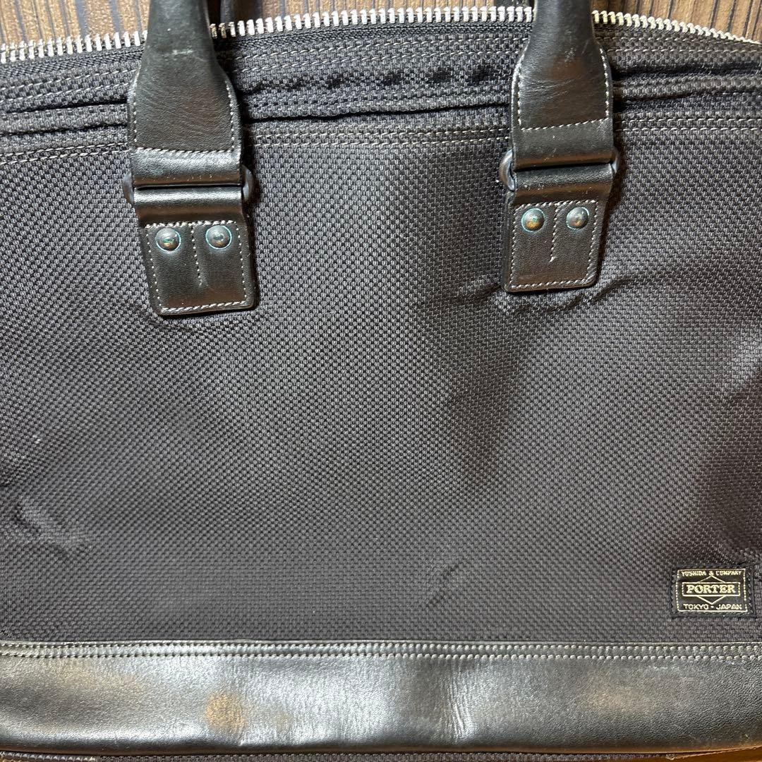 Authentic PORTER ELDER Business Briefcase 42cm Leather Mens Bag with Damage