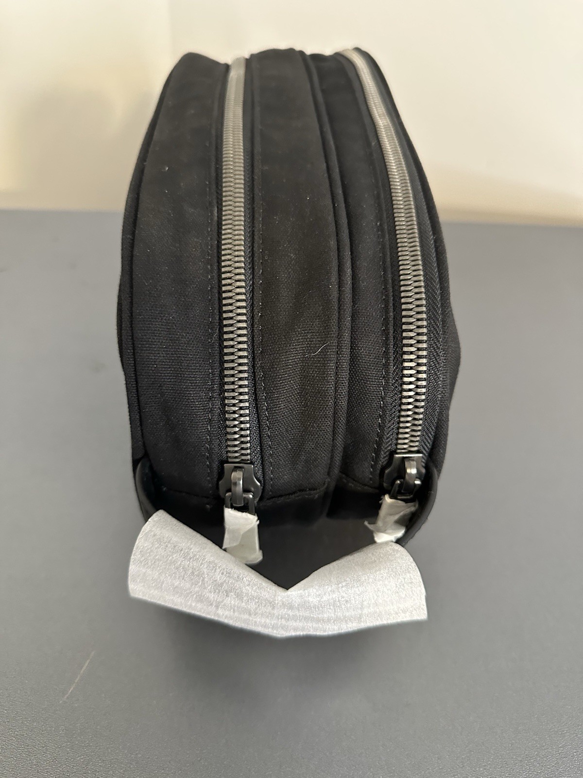 Brooks Brothers Black Wells Dopp Kit Travel Toiletry Bag Leather Handle/Trim