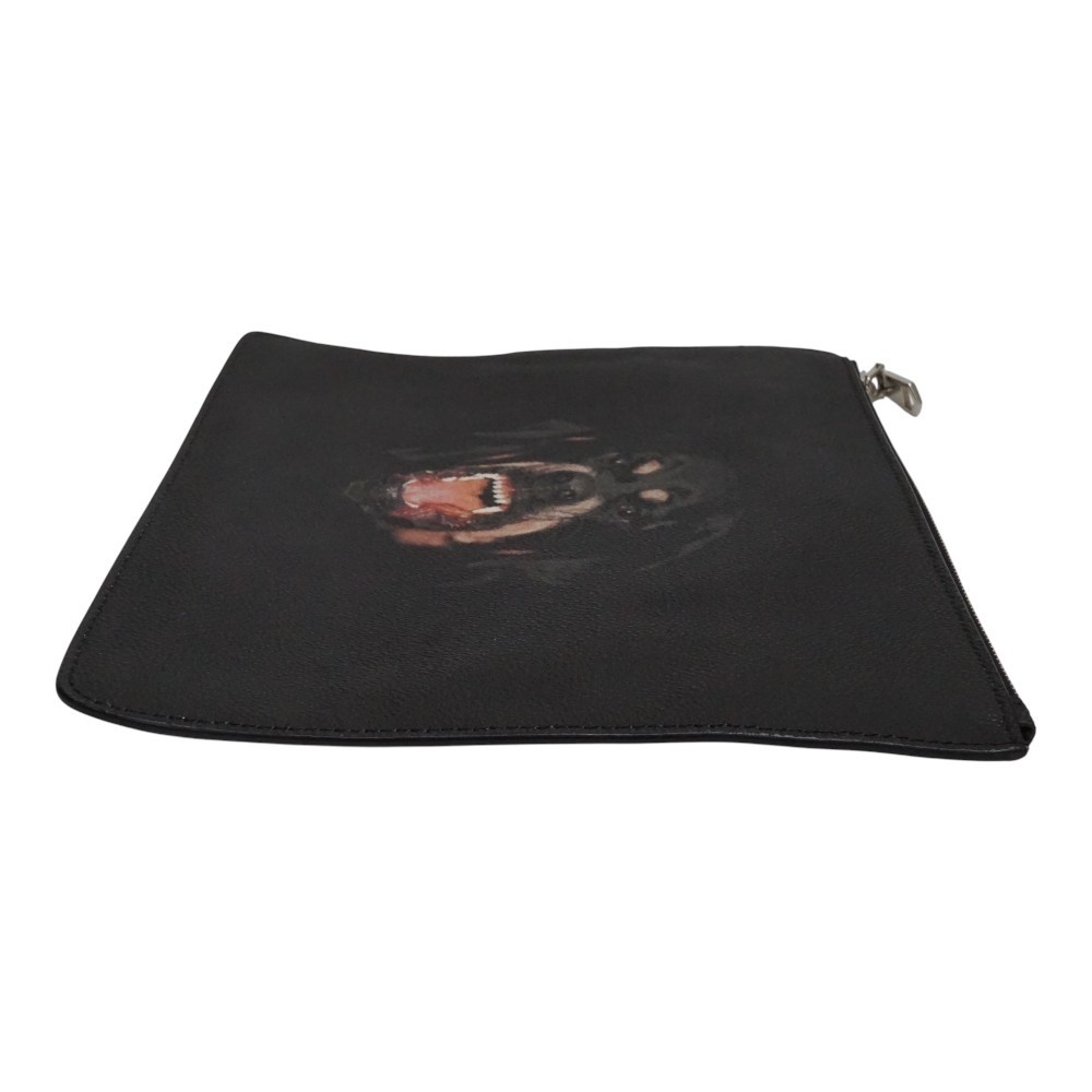 Givenchy Rottweiler Print Clutch Bag Black Dog print Leather Auth Second bag