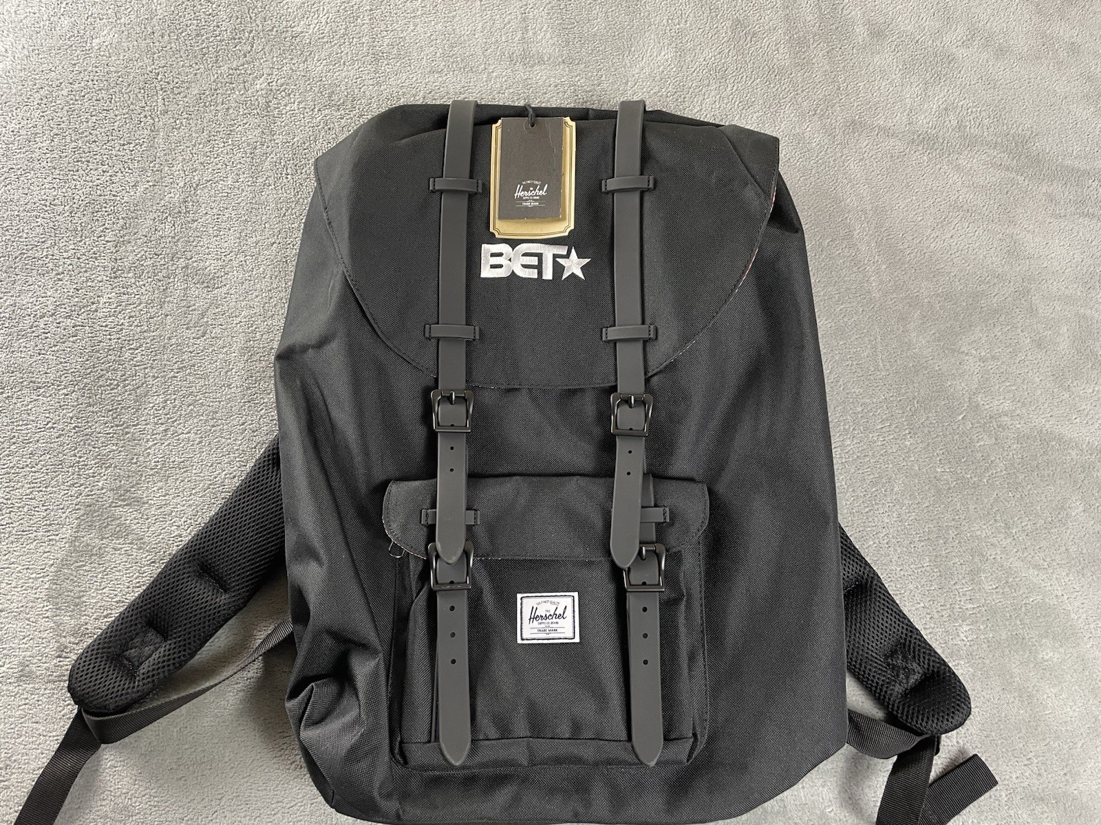Herschel Supply Co Little America Black Backpack Rucksack B E T Embroidered NWT