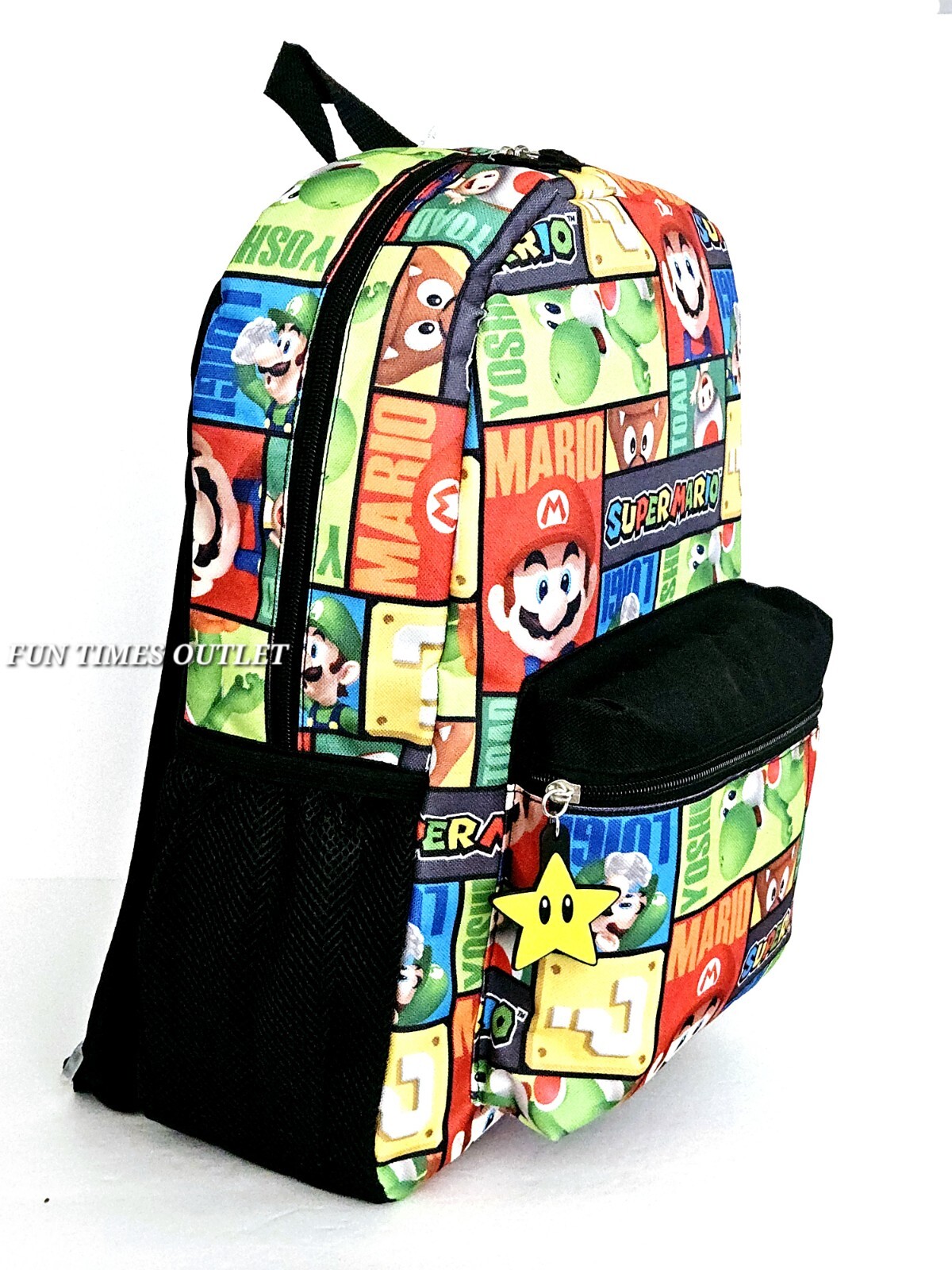 Nintendo Super Mario Bros Boys Large Backpack 16″ School Luigi Toad Yoshi New